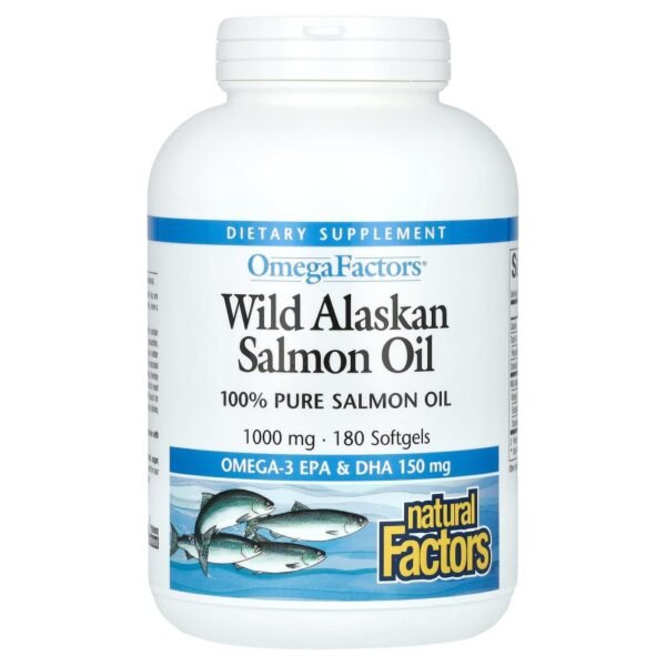 Natural Factors OmegaFactors Wild Alaskan Salmon Oil 1000 mg 180 Softgels