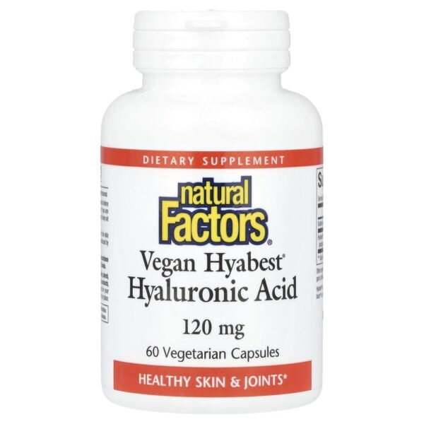 Natural Factors Vegan Hyabest Hyaluronic Acid 120 mg 60 Vegetarian Capsules