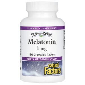 Natural Factors Stress-Relax Melatonin 1 mg 180 Chewable Tablets