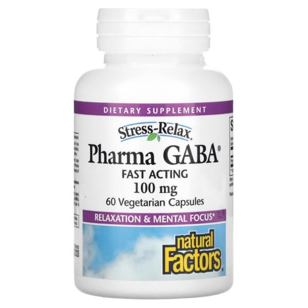 Natural Factors Stress Relax Pharma GABA 100 mg 60 Vegetarian Capsules