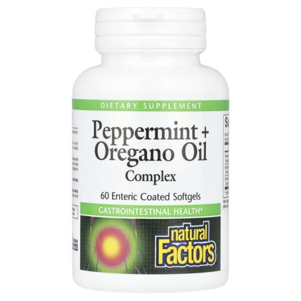 Natural Factors Peppermint + Oregano Oil Complex 60 Enteric Coated Softgels