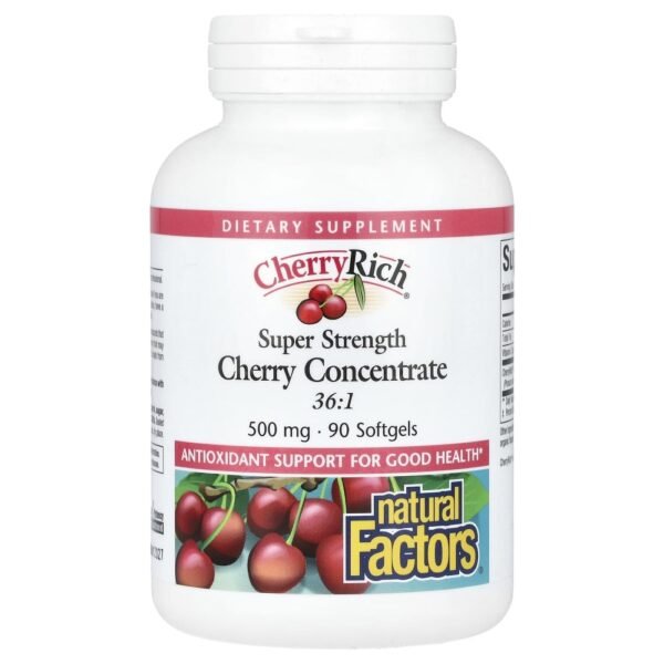 Natural Factors Cherry Rich Super Strength Cherry Concentrate 500 mg 90 Softgels