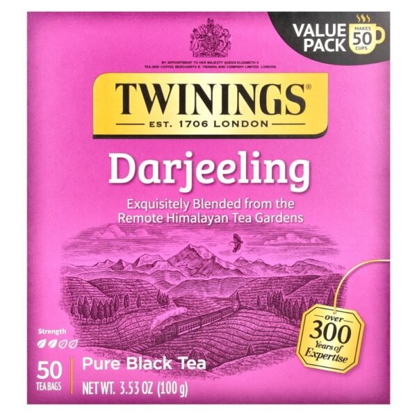 Twinings Pure Black Tea Darjeeling 50 Tea Bags 100g