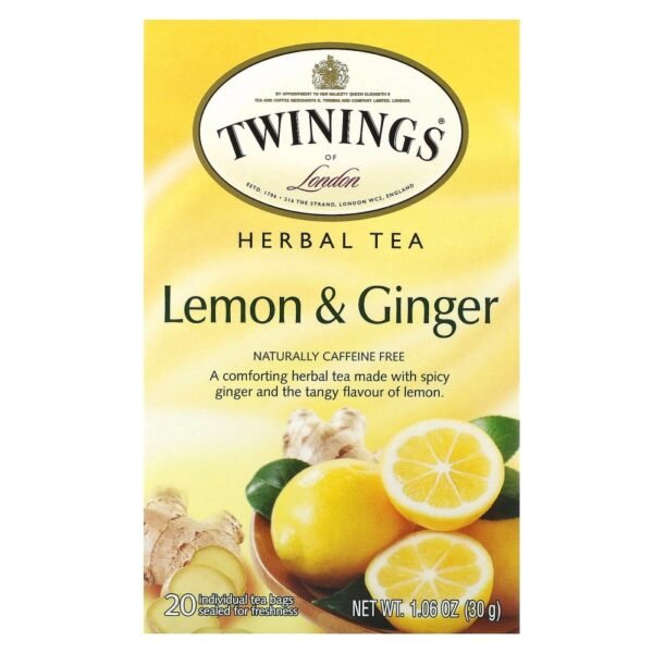 Twinings Herbal Tea Lemon & Ginger Caffeine Free 20 Tea Bags 30g