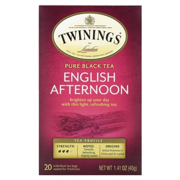 Twinings Pure Black Tea English Afternoon 20 Tea Bags 40g