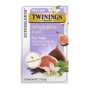 Twinings Calm Adaptogens Fig & Vanilla Flavored Herbal Tea Caffeine Free 18 Tea Bags 36g