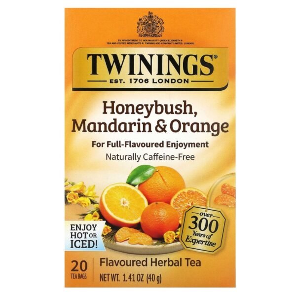 Twinings Flavored Herbal Tea Honeybush Mandarin & Orange Caffeine Free 20 Tea Bags 40g