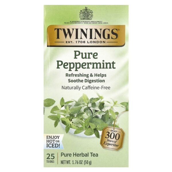 Twinings Pure Herbal Tea Pure Peppermint Caffeine Free 25 Tea Bags 50g