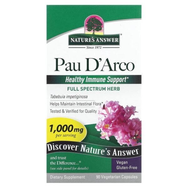 Nature's Answer Pau D'Arco 1000 mg 90 Vegetarian Capsules (500 mg per Capsule)