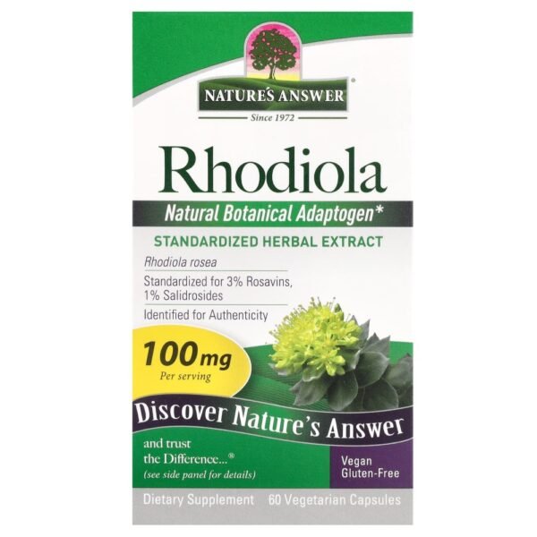 Nature's Answer Rhodiola 100 mg 60 Vegetarian Capsules