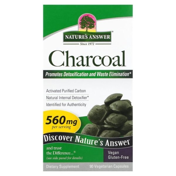 Nature's Answer Charcoal 560 mg 90 Vegetarian Capsules (280 mg per Capsule)