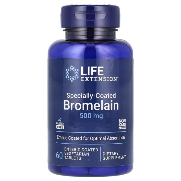 Life Extension Specially-Coated Bromelain 500 mg 60 Enteric Coated Vegetarian Tablets