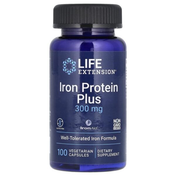 Life Extension Iron Protein Plus 300 mg 100 Vegetarian Capsules