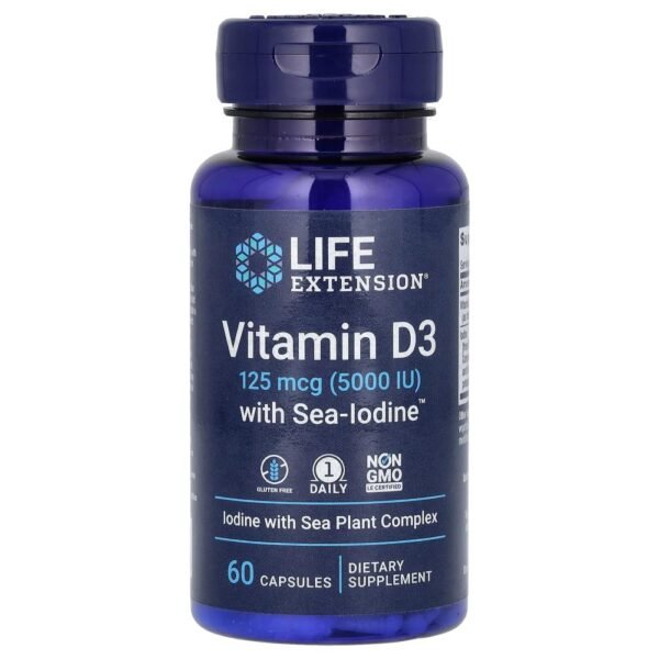 Life Extension Vitamin D3 with Sea-Iodine 125 mcg (5000 IU) 60 Capsules
