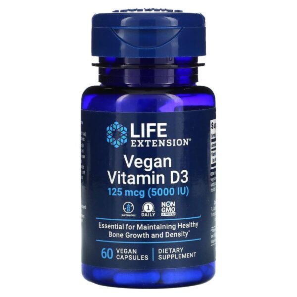 Life Extension Vegan Vitamin D3 125 mcg (5000 IU) 60 Vegan Capsules
