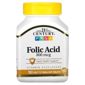 21st Century Folic Acid 800 mcg 180 Easy to Swallow Tablets