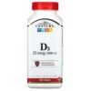21st Century Vitamin D3 25 mcg (1000 IU) 500 Tablets