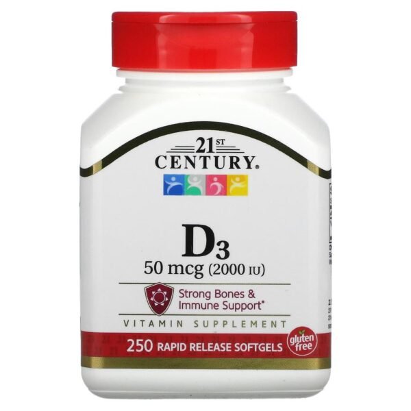 21st Century Vitamin D3 50 mcg (2000 IU) 250 Softgels