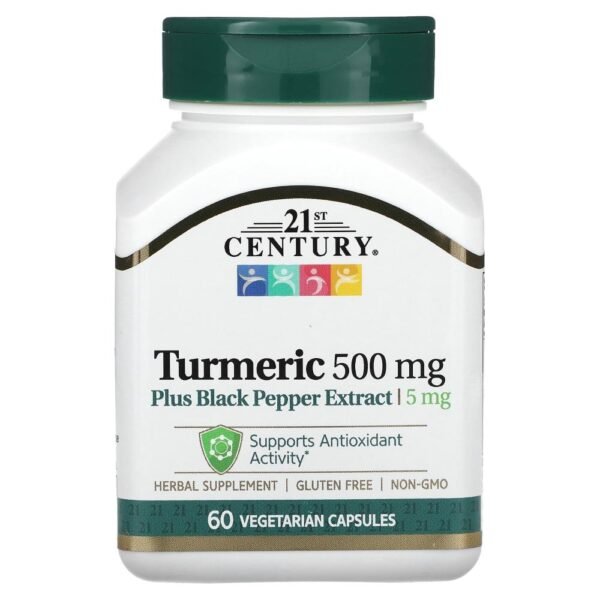 21st Century Turmeric Plus Black Pepper Extract 500 mg 60 Vegetarian Capsules