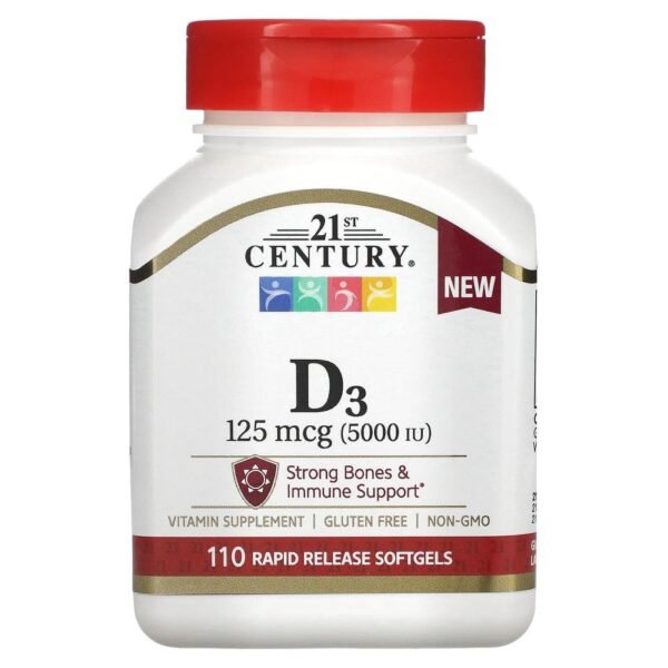 21st Century Vitamin D3 125 mcg (5000 IU) 110 Rapid Release Softgels