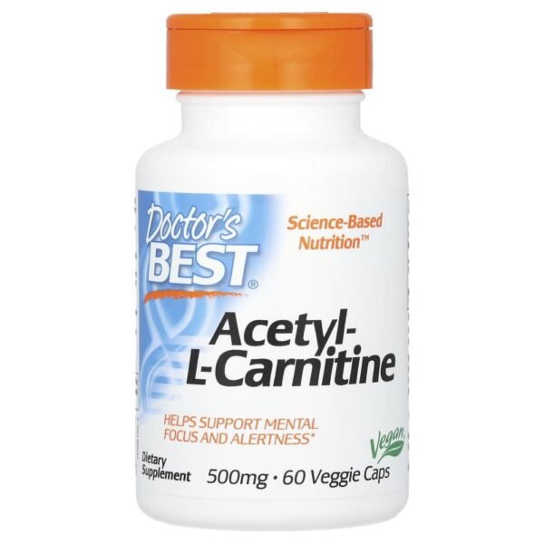 Doctor's Best Acetyl-L-Carnitine 1000 mg 60 Veggie Caps (500 mg per Capsule)