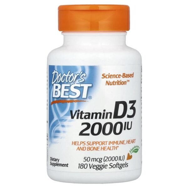 Doctor's Best Vitamin D3 50 mcg (2000 IU) 180 Veggie Softgels