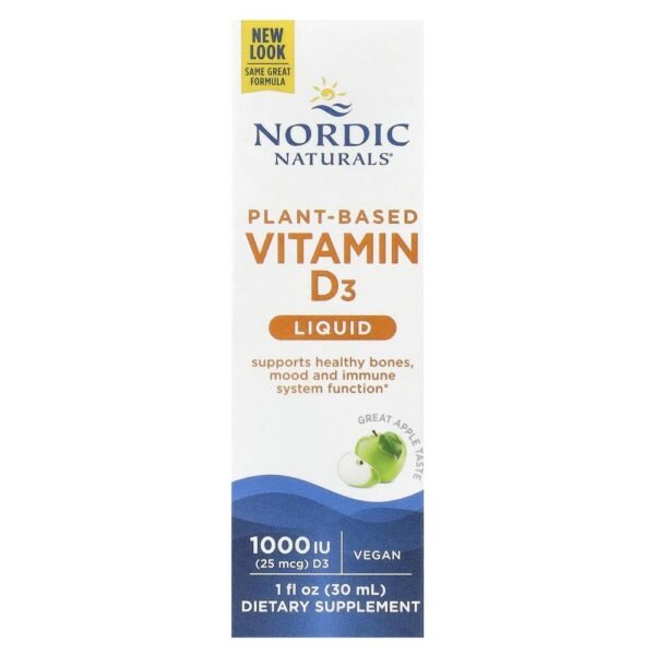 Nordic Naturals Plant-Based Vitamin D3 Liquid Great Apple 25 mcg (1000 IU) 30ml
