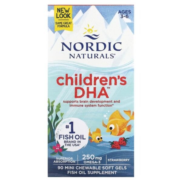 Nordic Naturals Children's DHA Ages 3-6 Strawberry 90 Mini Chewable Soft Gels