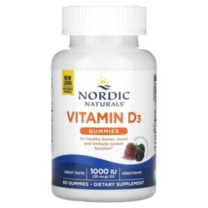 Nordic Naturals Vitamin D3 Gummies Wild Berry 25 mcg (1000 IU) 60 Gummies