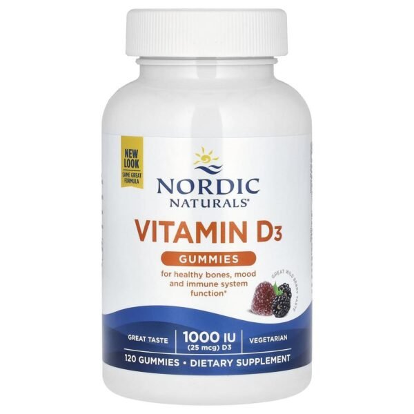 Nordic Naturals Vitamin D3 Gummies Great Wild Berry 1000 IU (25 mcg) 120 Gummies