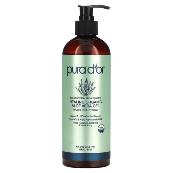 Pura D'or Healing Organic Aloe Vera Gel Infused With Lavender 473ml
