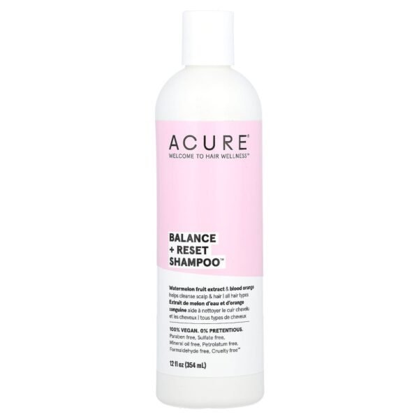 ACURE Balance + Reset Shampoo All Hair Types Watermelon Fruit Extract & Blood Orange 354ml