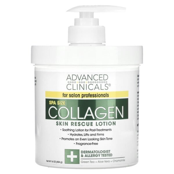Advanced Clinicals Collagen Skin Rescue Lotion Fragrance Free 454g